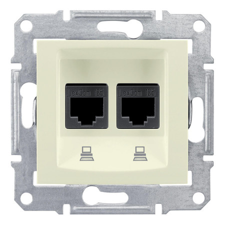 Розетка двойная компьютерная RJ45 Cat.5 (STP) Schneider Electric SEDNA, бежевый