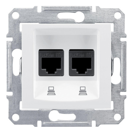 Розетка двойная компьютерная RJ45 Cat.6 (STP) Schneider Electric SEDNA, белый