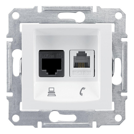Розетка двойная RJ11+RJ45 Cat.6 (UTP) Schneider Electric SEDNA, белый