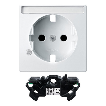 Накладка на розетку Schneider Electric MERTEN SYSTEM M, с заземлением, со шторками, белый