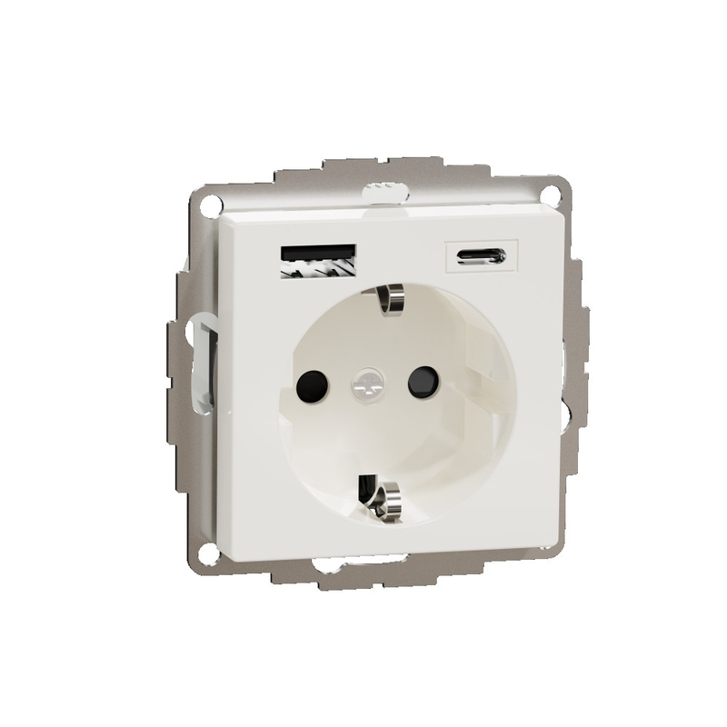 Розетка USB A+C, 2.4А с электрической розеткой, USB type-C 5V, USB type-A 5V, Электр. с USB