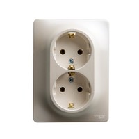 Розетка двухместная Schneider Electric GLOSSA, скрытый монтаж, с заземлением, перламутр