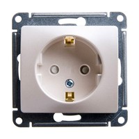 Розетка Schneider Electric GLOSSA, скрытый монтаж, с заземлением, со шторками, перламутр