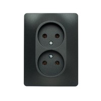 Розетка двухместная Schneider Electric GLOSSA, скрытый монтаж, антрацит