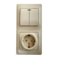 Блок: выключатель 2-клавишный и розетка Schneider Electric GLOSSA, скрытый монтаж, бежевый