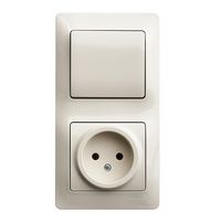 Блок: выключатель 1-клавишный и розетка Schneider Electric GLOSSA, скрытый монтаж, бежевый