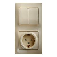 Блок: выключатель 2-клавишный и розетка Schneider Electric GLOSSA, скрытый монтаж, белый