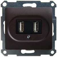 Розетка 2xUSB Schneider Electric GLOSSA, шоколад