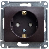 Розетка Schneider Electric GLOSSA, скрытый монтаж, с заземлением, со шторками, шоколад