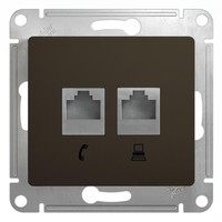 Розетка 2xRJ11+RJ45 Cat.5 Schneider Electric GLOSSA, шоколад