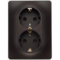 Розетка двухместная Schneider Electric GLOSSA, скрытый монтаж, с заземлением, шоколад