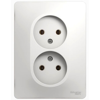 Розетка двухместная Schneider Electric GLOSSA, скрытый монтаж, белый