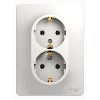 Розетка двухместная Schneider Electric GLOSSA, скрытый монтаж, с заземлением, белый