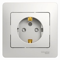 Розетка Schneider Electric GLOSSA, скрытый монтаж, с заземлением, со шторками, белый
