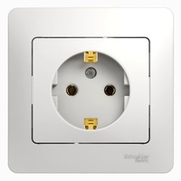 Розетка Schneider Electric GLOSSA, скрытый монтаж, с заземлением, белый