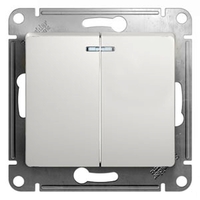 Выключатель 2-клавишный Schneider Electric GLOSSA, с подсветкой, скрытый монтаж, белый