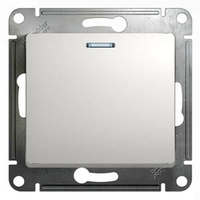 Переключатель 1-клавишный Schneider Electric GLOSSA, с подсветкой, скрытый монтаж, белый