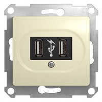 Розетка 2xUSB Schneider Electric GLOSSA, бежевый