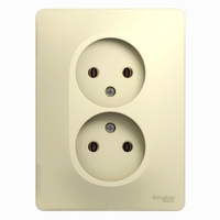 Розетка двухместная Schneider Electric GLOSSA, скрытый монтаж, с заземлением, бежевый