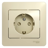 Розетка Schneider Electric GLOSSA, скрытый монтаж, с заземлением, со шторками, бежевый
