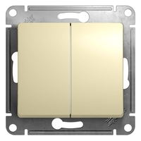 Переключатель 2-клавишный Schneider Electric GLOSSA, скрытый монтаж, бежевый