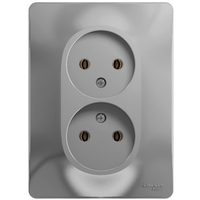 Розетка двухместная Schneider Electric GLOSSA, скрытый монтаж, алюминий