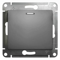 Выключатель 1-клавишный Schneider Electric GLOSSA, с подсветкой, скрытый монтаж, алюминий
