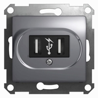 Розетка 2xUSB Schneider Electric GLOSSA, алюминий