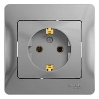 Розетка Schneider Electric GLOSSA, скрытый монтаж, с заземлением, алюминий