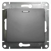 Переключатель 1-клавишный Schneider Electric GLOSSA, с подсветкой, скрытый монтаж, алюминий