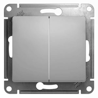 Выключатель 2-клавишный Schneider Electric GLOSSA, скрытый монтаж, алюминий