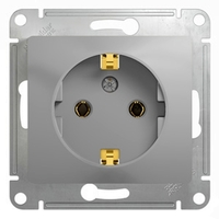 Розетка Schneider Electric GLOSSA, скрытый монтаж, с заземлением, алюминий