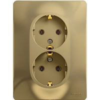 Розетка двухместная Schneider Electric GLOSSA, скрытый монтаж, с заземлением, титан