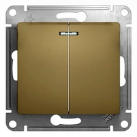 Выключатель 2-клавишный Schneider Electric GLOSSA, с подсветкой, скрытый монтаж, титан