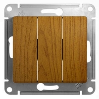 Выключатель 3-клавишный Schneider Electric GLOSSA, скрытый монтаж, дуб