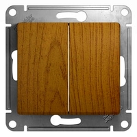 Выключатель 2-клавишный Schneider Electric GLOSSA, скрытый монтаж, дуб