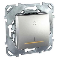 Выключатель 1-клавишный двухполюсный Schneider Electric UNICA TOP, скрытый монтаж, алюминий