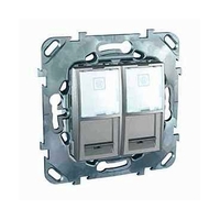 Розетка 2xRJ45 Cat.6 Schneider Electric UNICA TOP, алюминий