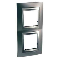Рамка 2 поста Schneider Electric UNICA TOP, вертикальная, хром матовый
