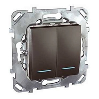 Выключатель 2-клавишный Schneider Electric UNICA TOP, с подсветкой, скрытый монтаж, графит