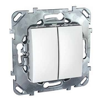 Выключатель 2-клавишный Schneider Electric UNICA, скрытый монтаж, белый