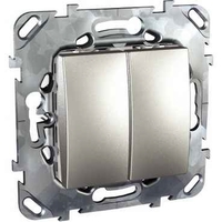 Выключатель 2-клавишный Schneider Electric UNICA TOP, скрытый монтаж, алюминий