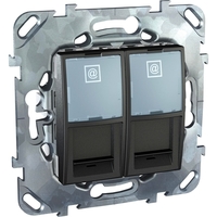 Розетка 2xRJ45 Cat.5 Schneider Electric UNICA TOP, графит