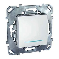 Выключатель 1-клавишный Schneider Electric UNICA, с подсветкой, скрытый монтаж, белый