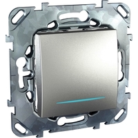 Переключатель 1-клавишный Schneider Electric UNICA TOP, с подсветкой, скрытый монтаж, алюминий
