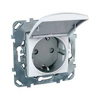 Розетка Schneider Electric UNICA, скрытый монтаж, с заземлением, с крышкой, со шторками, белый