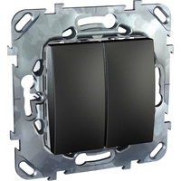 Переключатель 2-клавишный Schneider Electric UNICA TOP, скрытый монтаж, графит