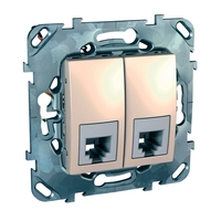 Розетка 2xRJ11 Schneider Electric UNICA, бежевый