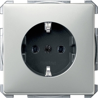 Розетка Schneider Electric MERTEN SYSTEM DESIGN, скрытый монтаж, с заземлением, стальной