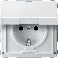 Розетка Schneider Electric MERTEN AQUADESIGN IP44, скрытый монтаж, с заземлением, с крышкой, со шторками, белый